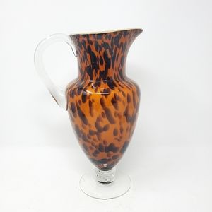VTG Amici Italy Spotted Leopard/Cheetah Blown Glass Pitcher